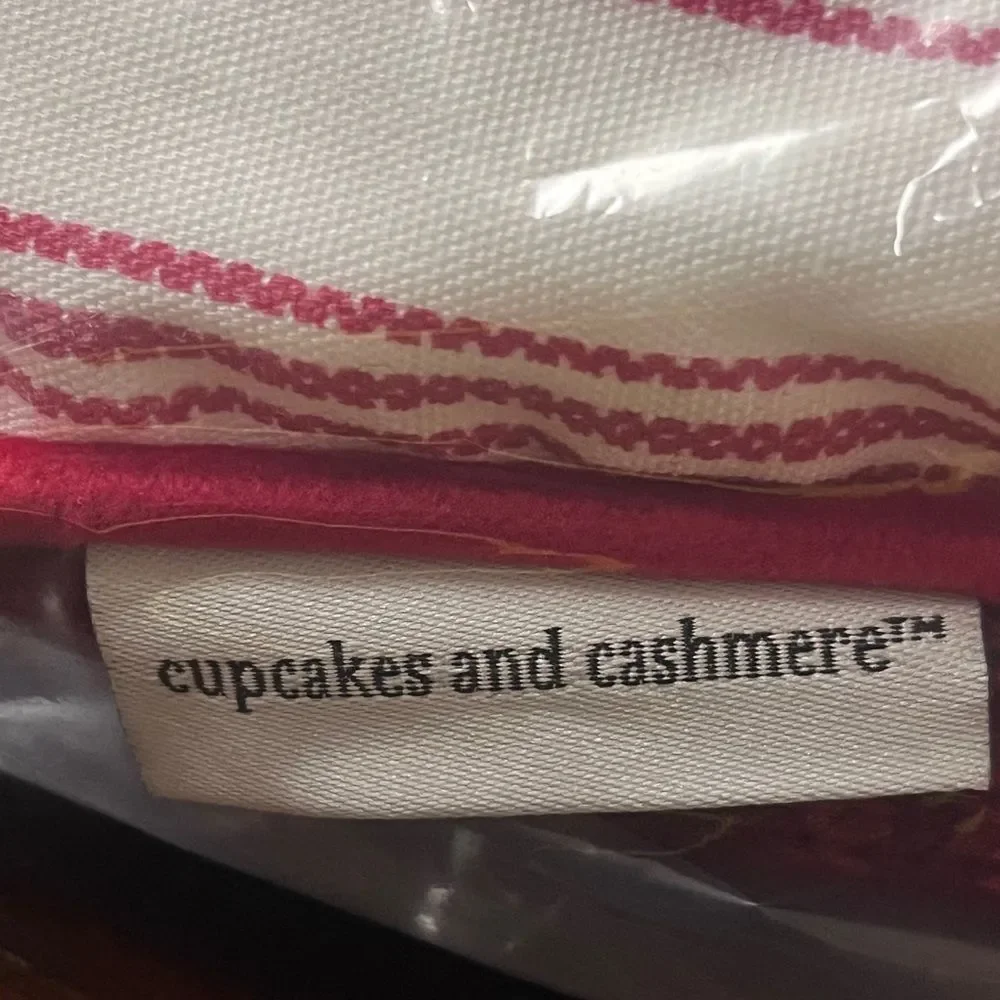 Cupcakes & Cashmere Red Heart Down Accent Pillow Knit 16” Square